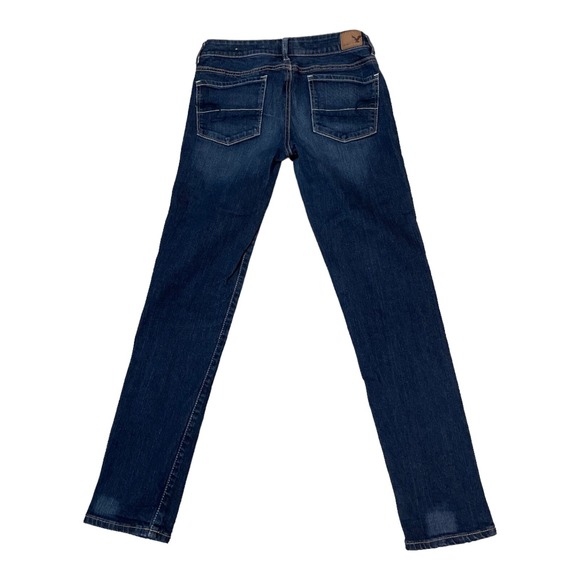 American Eagle Women Sz 6 Regular Skinny Stretch Blue Denim Jeans Measures 29x30 - Picture 2 of 5